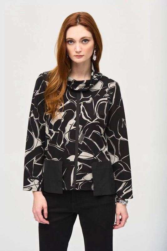 Top con estampado abstracto negro/beige