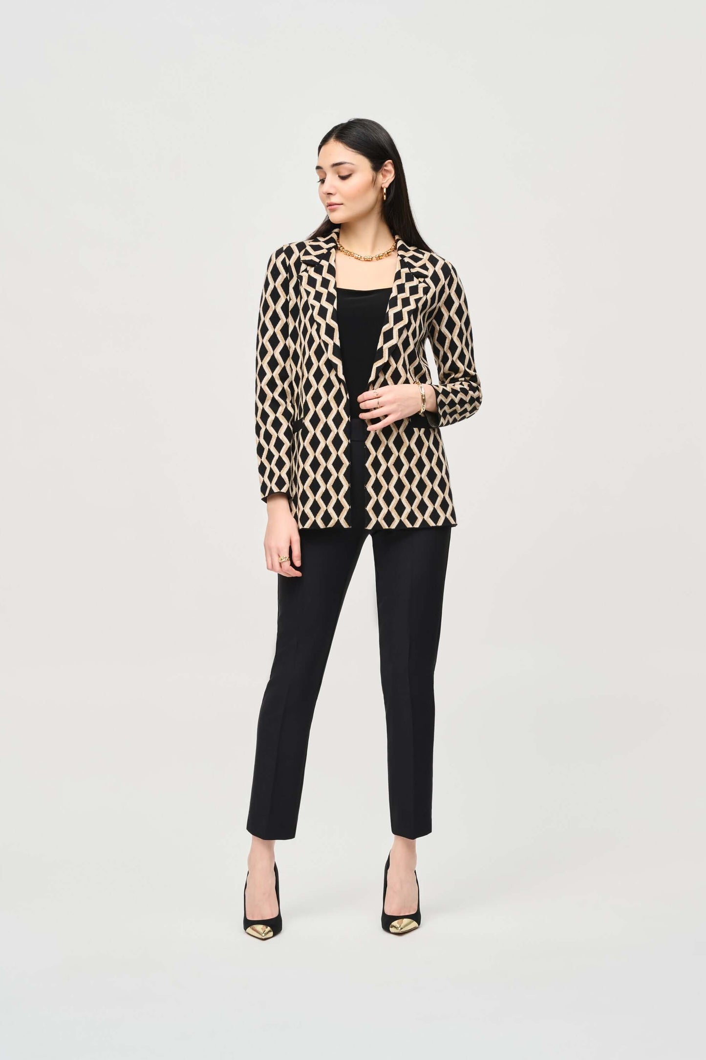 Blazer geométrico de jacquard Joseph Ribkoff en oro negro