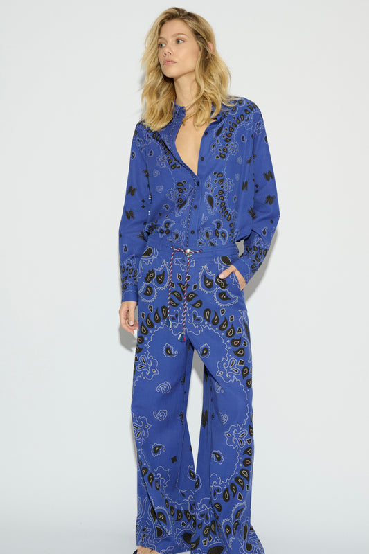 PANTALÓN ALMU RECTO PAISLEY NAVY